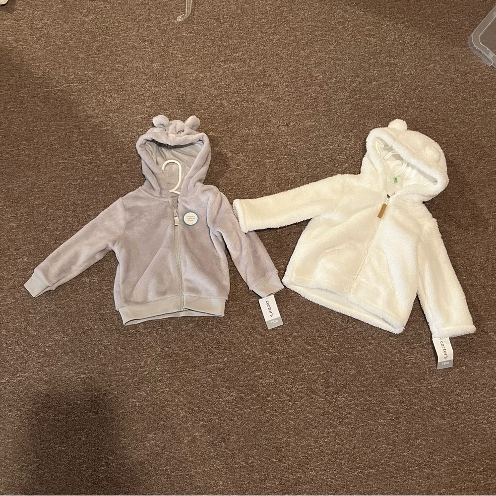 Lot of 2 NWT Carters 18month fleece hoodies.